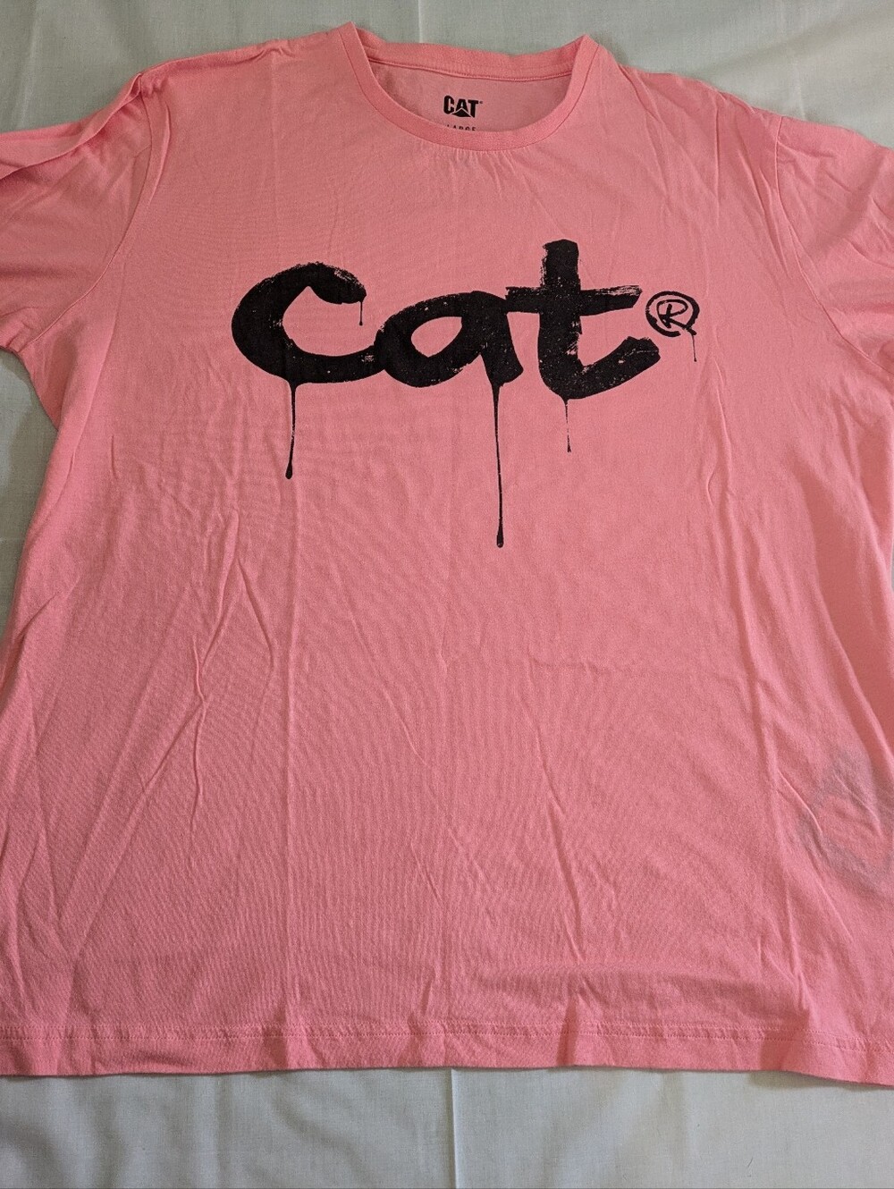 CAT Flamingo Pink Black Dripping Paint Logo Design Graphic T-Shirt